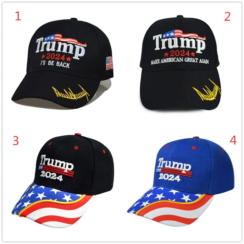 Trump 2024 US Flag Baseball Cap Trump Cotton Sunscreen Hats Adjustable Trump Supporters Cap