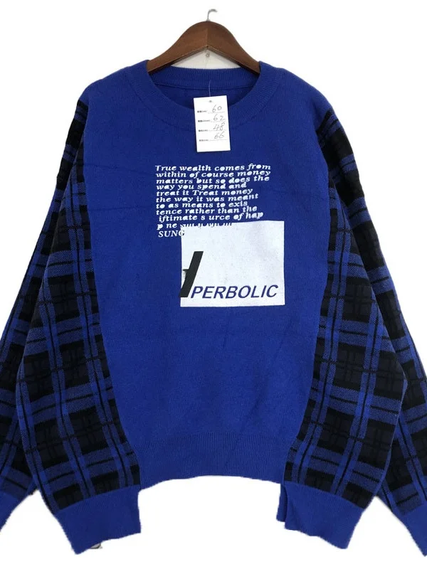 빈티지 스트리트 스타일 울 스웨터 겨울 따뜻한 면 울 롱 스웨터 크루넥 만화 자수 패셔너블