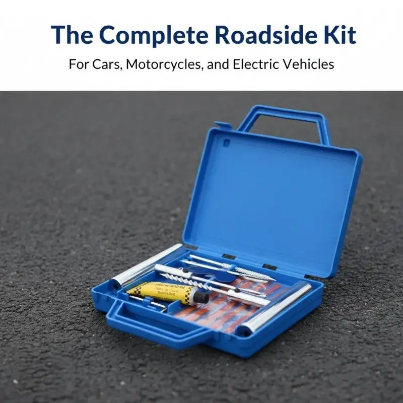 Car Tire Repair Kit Heavy Duty Emergency Puncture Repair Tool Set with Storage Box for Outdoor Road Trip view 3