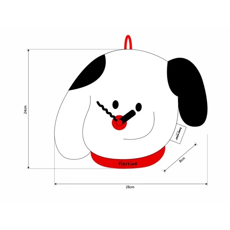 Nordic Cute Wall Clocks Modern Designer Creative Living Room Wall Clocks Plush Puppy Artistic Cartoon Home Décor Wanduhr FYWC