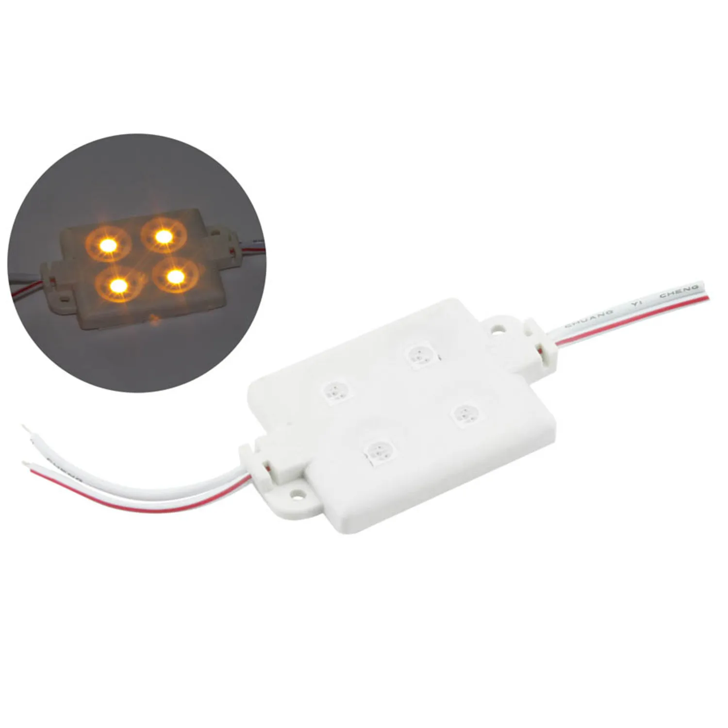 Module With 4 Leds High Brightness 12v Ip65 5050 55x33 Yellow