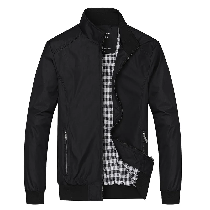 Men\'s Baseball Shirt Plus Size M-8XL Autumn Casual Thin Section Trend Simple Solid Color Black Blue Large Size Windproof Jackets
