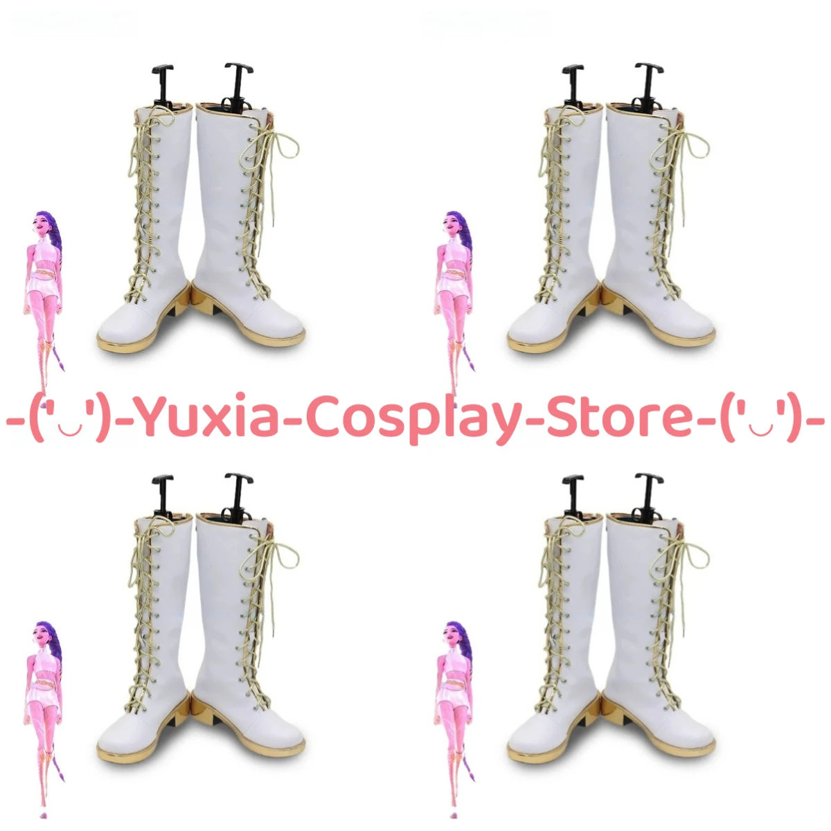 

Yuxiacosplay! HUNTRX Rumi Cosplay Shoes Anime Game Character Prop PU Leather Boots Halloween Carnival Party Costume