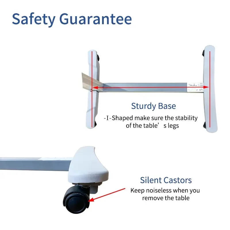 طاولة فوق السرير مع عجلات ارتفاع قابل للتعديل طاولة السرير المحمولة متعددة الوظائف للمنزل والمستشفى