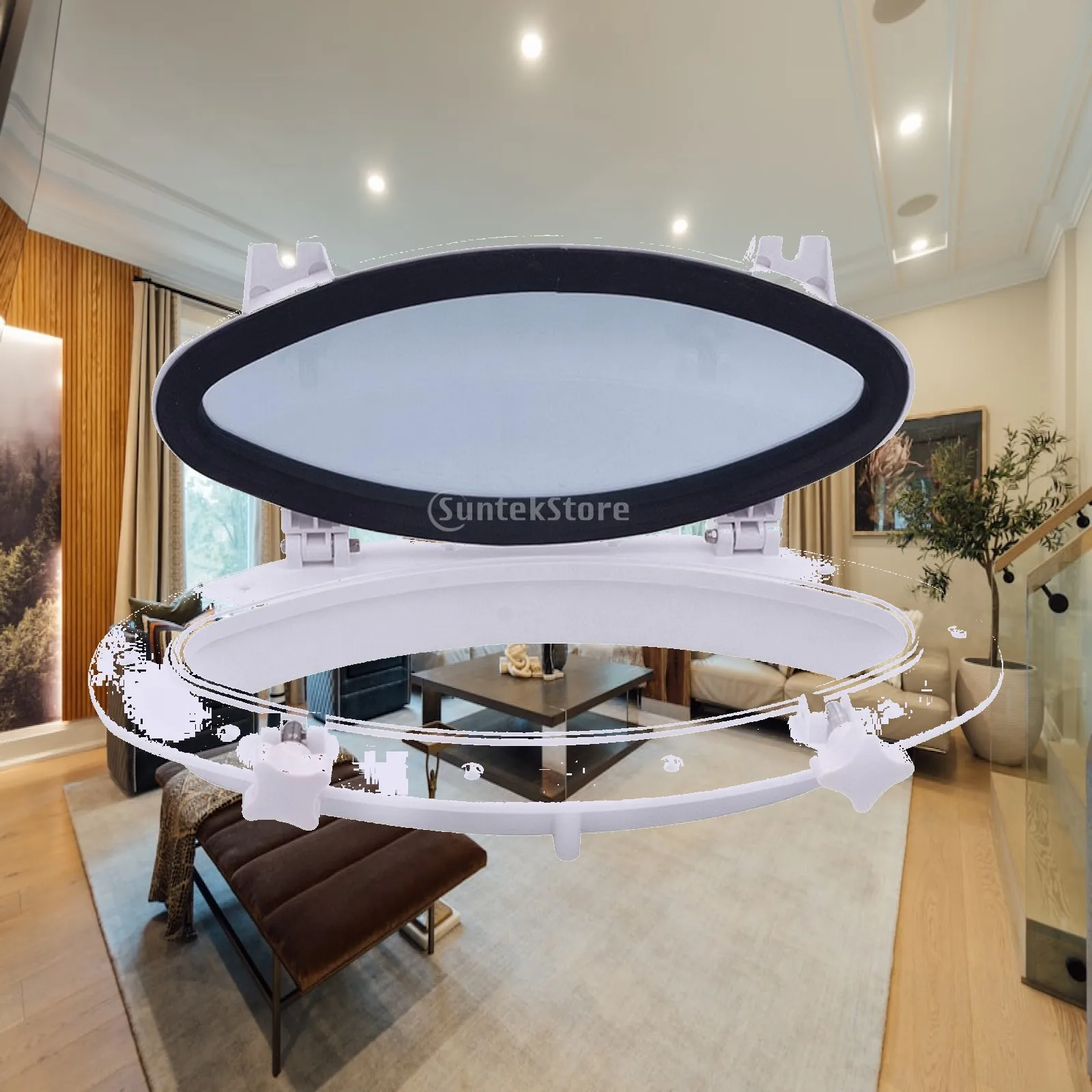 Oval Tempered Glass Boat Window Marine Porthole Hinged Skylight with Frame for Yacht RV Fresh Air Vent