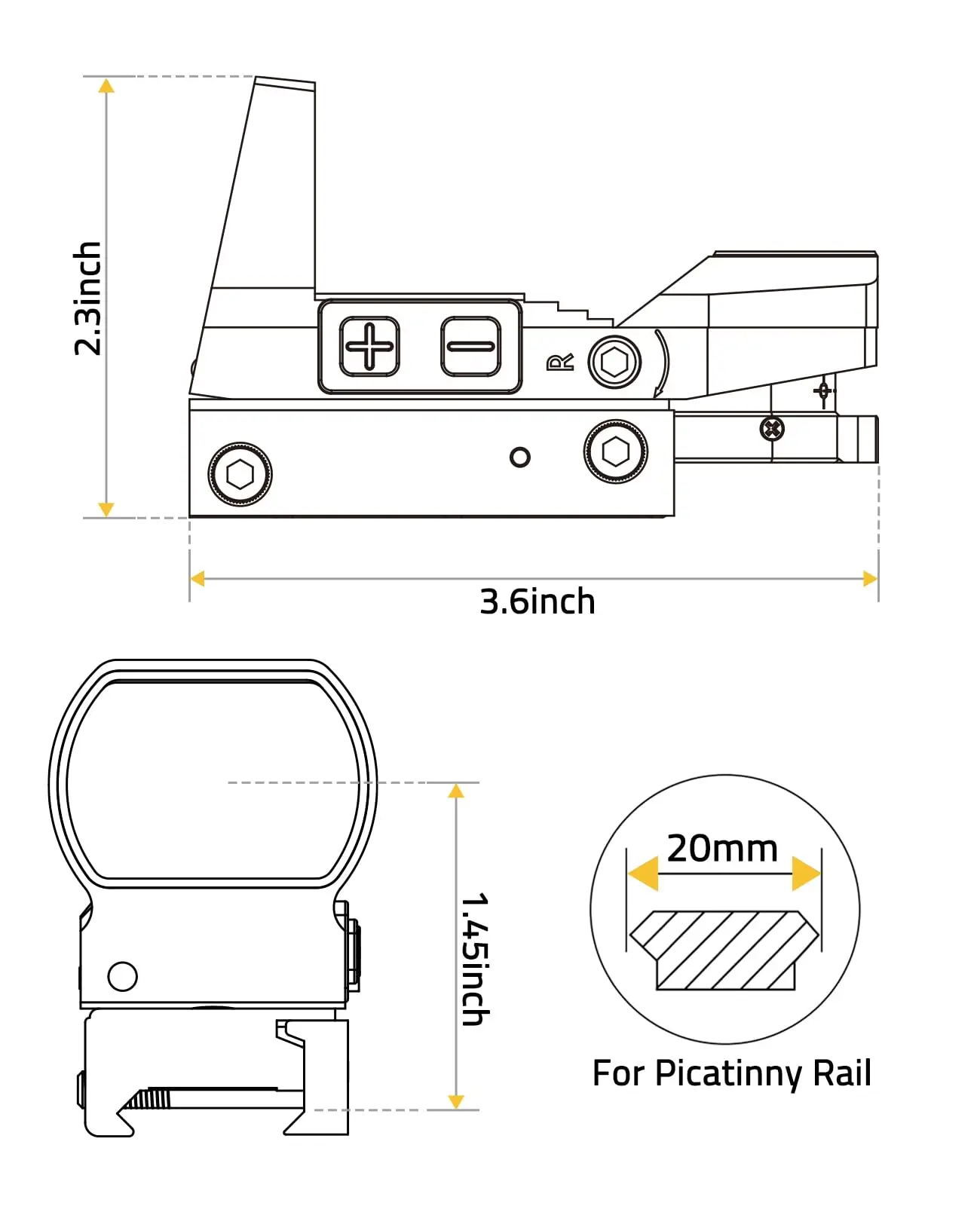 CVLIFE FoxSpook Rifle Scope Red Dot Sight 1x22x33mm Optics Reflex Sighting Paintball Sights Rechargeable for Picatinny Rail