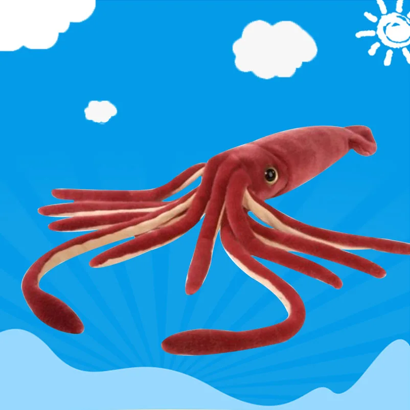 75cm Cute Wine Red Squid Animal Doll Soft Cartoon Plush Toys For Boys and Girls Halloween Holiday Birthday Gifts