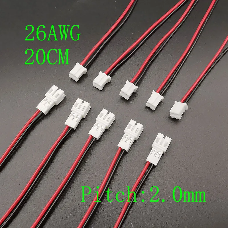5/10 Paar Mini Micro JST 1,25 mm/PH 2,0 mm/XH 2,54 mm Rastermaß 2-poliger männlicher weiblicher Steckverbinder mit Drahtkabeln