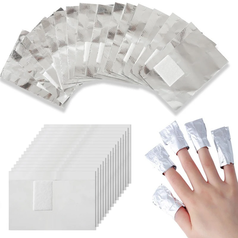 100Pcs Bag Aluminium Foil Nail Art Soak Off Polish Nail Removal Wraps Towel Gel  Remover Manicure Tool