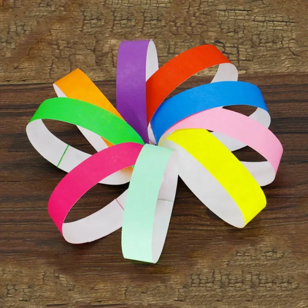 100 Pcs Paper Tyvek Wristbands Ticket Bar Identity Party Disposable Wristbands Multipurpose Swimming Bracelets ID Wrist Bands
