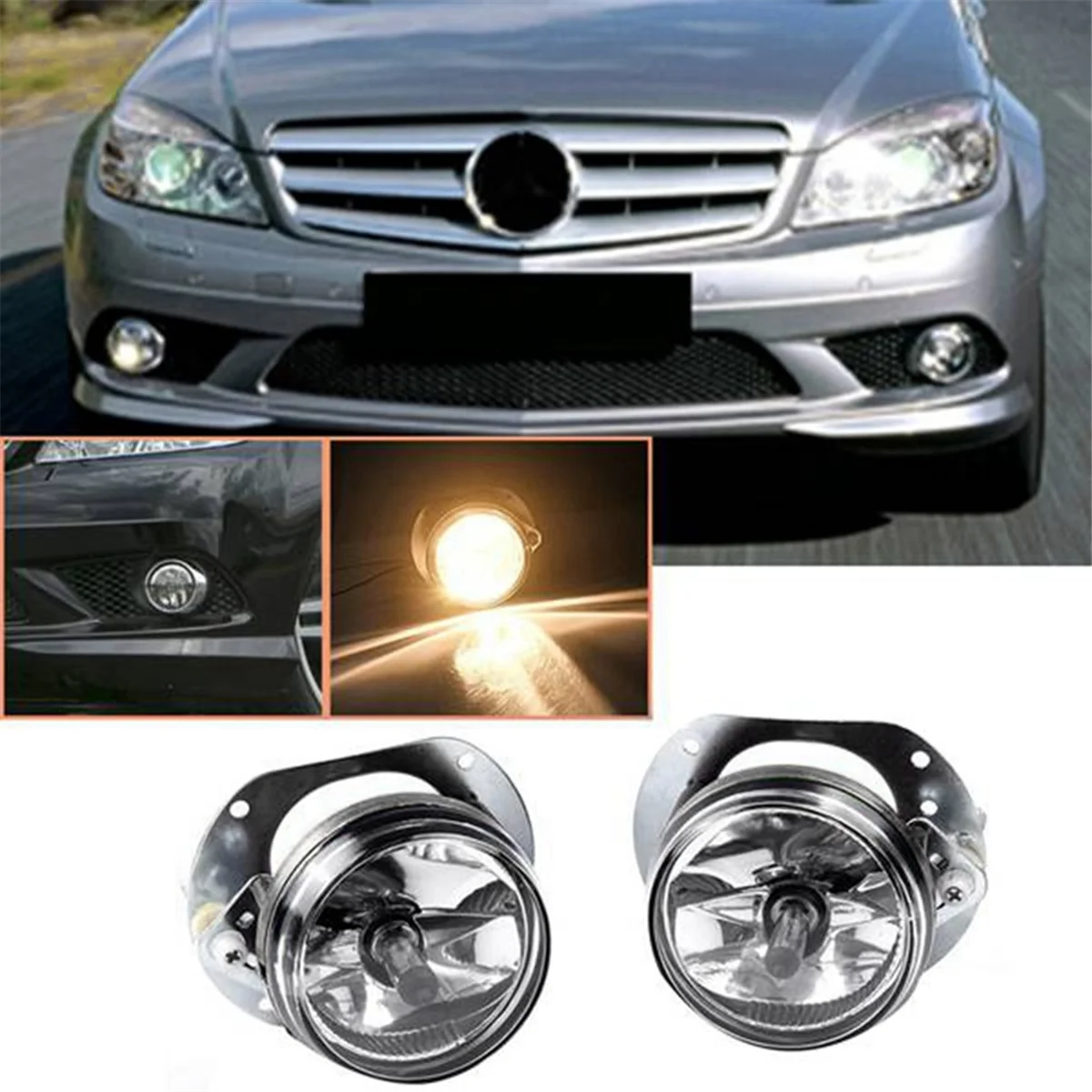 A2048202156 Car Left Front Bumper Fog Lights Driving Lamp Foglight with Bulb for Mercedes-Benz W164 R171 W204 C350