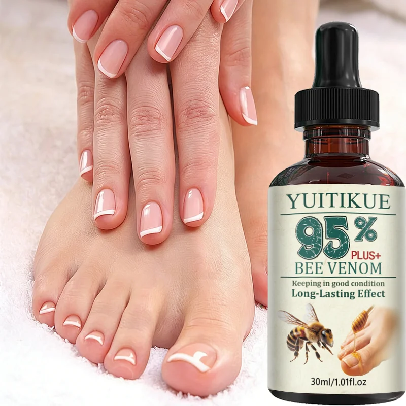 YUITIKUE 95% Plus Bee Venom Nail Care Essence 30ml 3 Days Fast Repair Strengthen Brittle Fingernails Toenails Soften Cuticle Oil