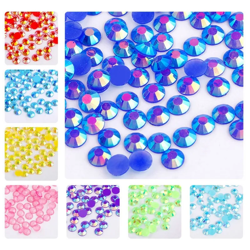3mm Colorful Flat Resin Rhinestones Half Round Color Glitter Rhinestones Kit DIY 3D Nail Art Decoration Accessories for Nails