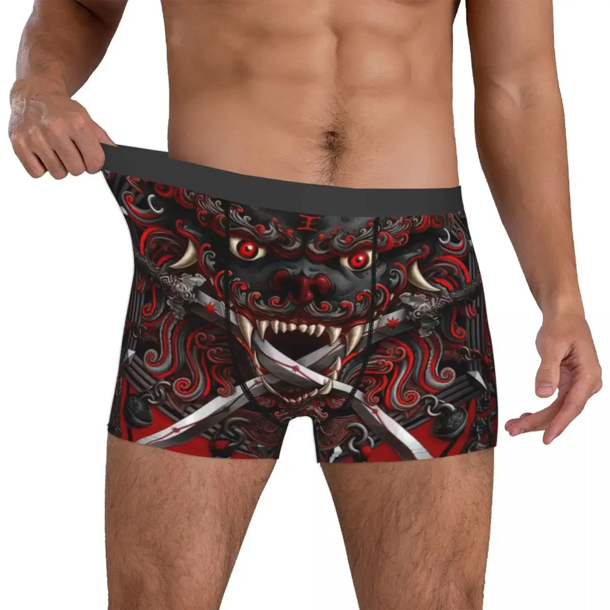 Goth Oni-Calzoncillos de demonio japonés para hombre, ropa interior transpirable, pantalones cortos con estampado, Bóxer