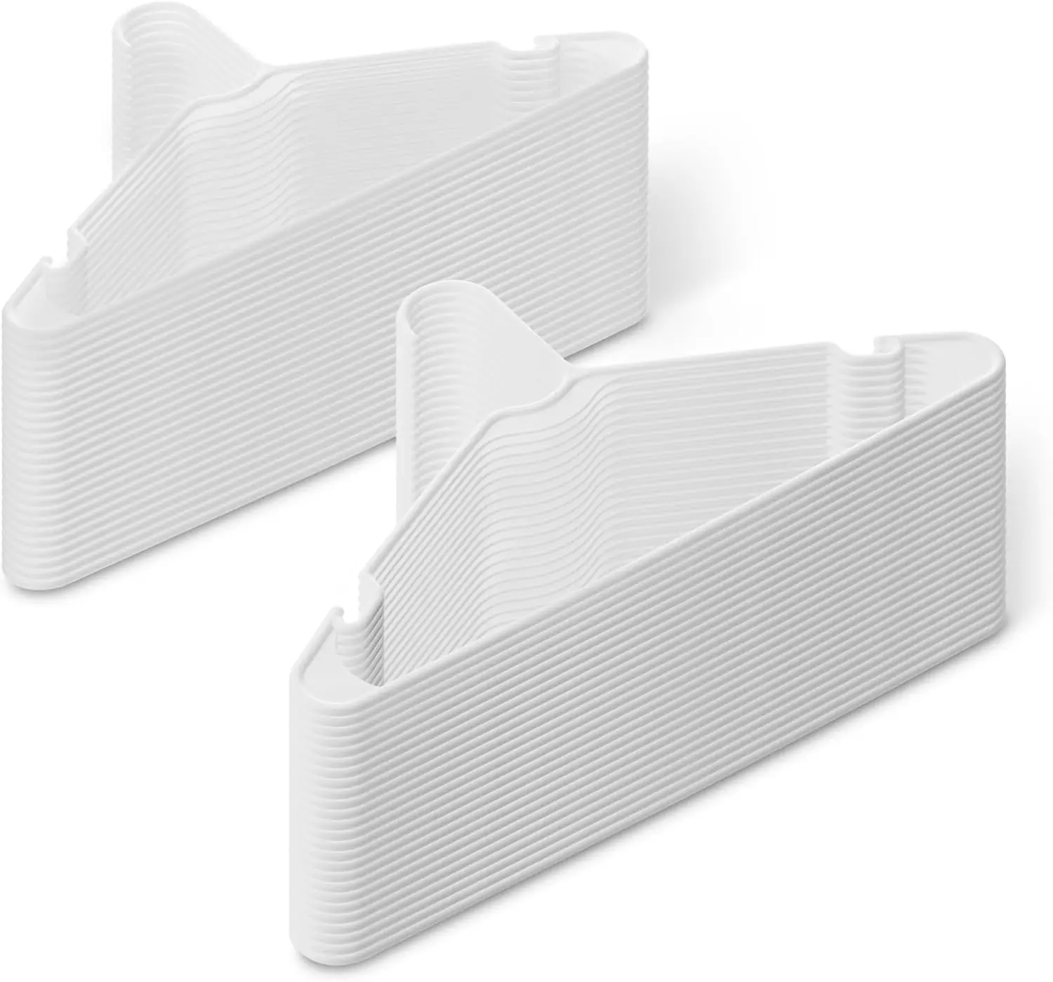 Space Saving Plastic Clothes Hangers, Sturdy Organizer for Shirts and Jackets, Adult Size White 50-Pack
