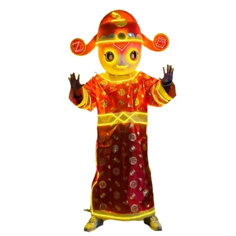 LED Year of the Snake God of Wealth Cartoon Doll Clothing Doll Cartoon Clothing Mascot Performance Stage Clothing