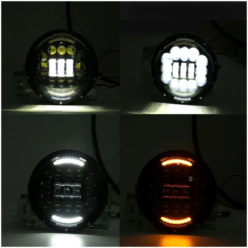 ジープ ジープラングラー 7 インチ ハーレー ヘッドライト修正 15 ビーズ半円全円 LED デイタイムランニングライト付き