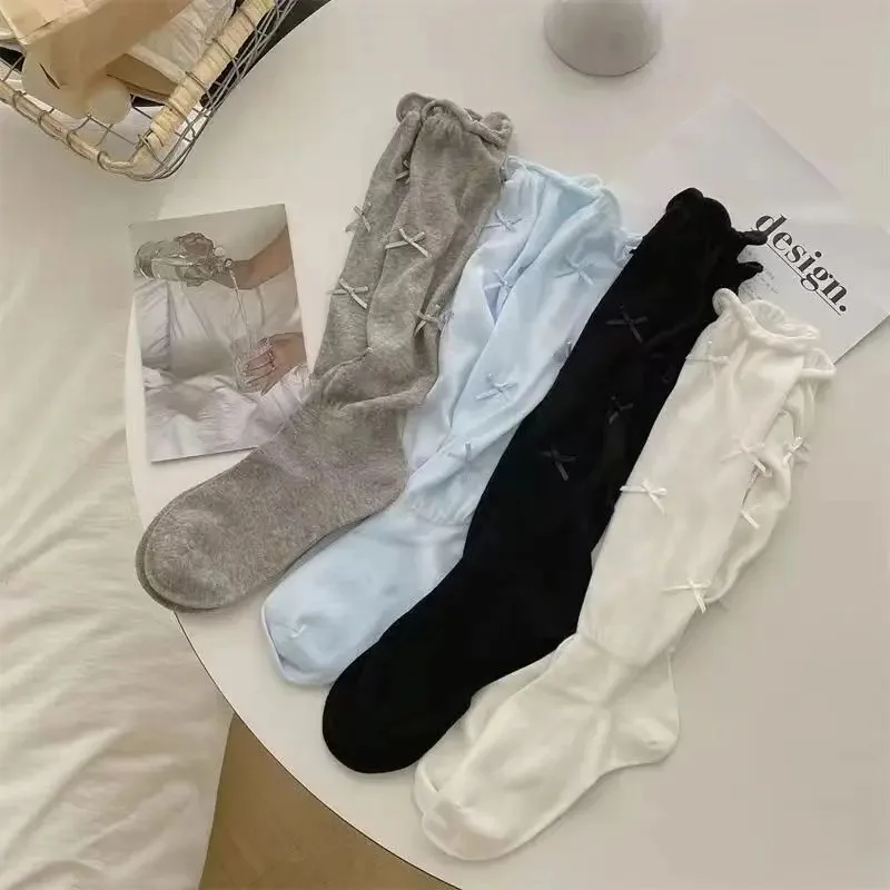 

Women's Socks Ballet-style Rolled-up Japanese Bow Socks For Spring And Summer Thin Breathable Versatile Fashionable Trendy Socks