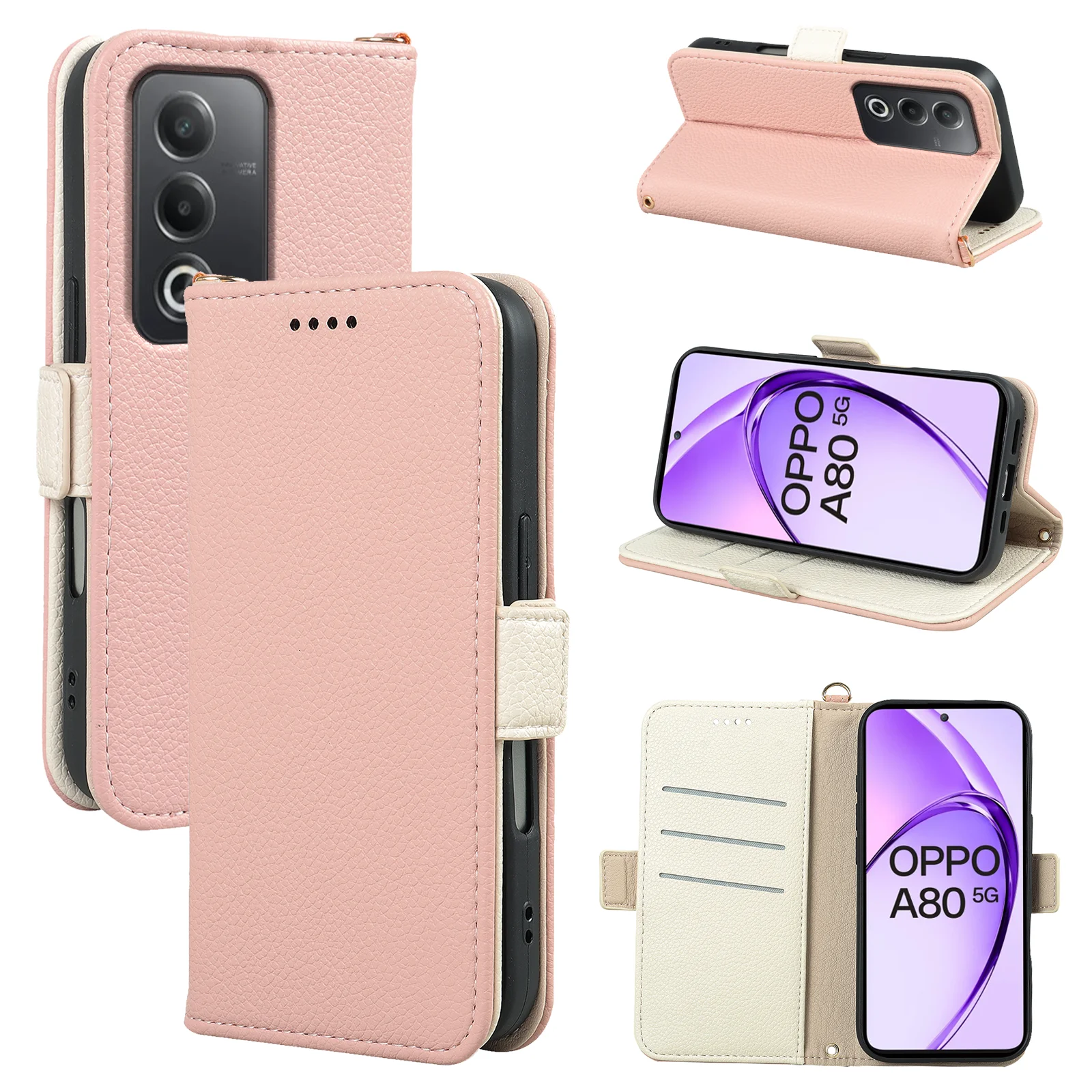 

Luxurious artificial leather phone case with card slot bracket is suitable for OPPO series Reno14 5G/13A anti-drop phone case