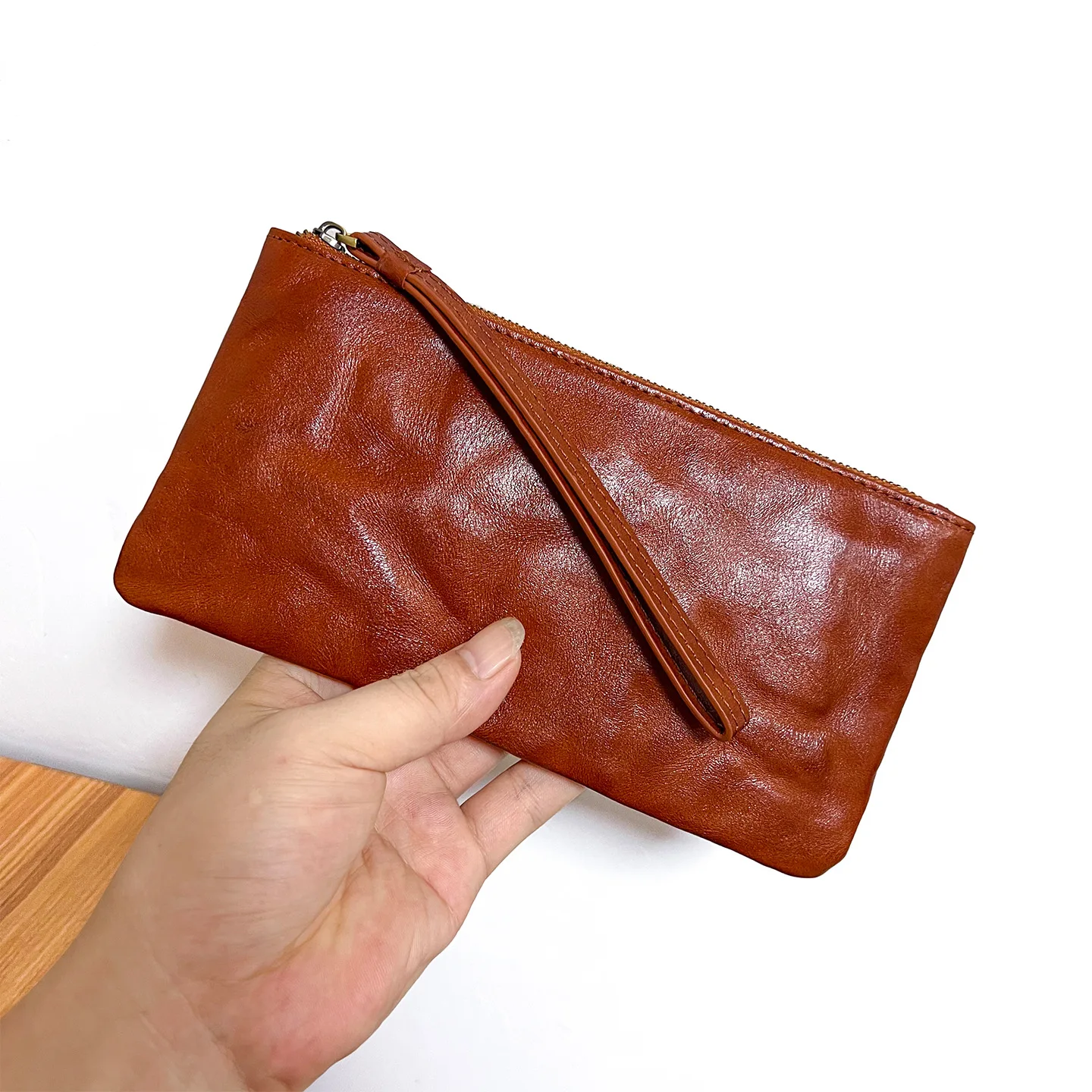 Leather Wristlet Wallet for Women Clutch Purse with Cell Phone Slot | Genuine Leather, 6 Credit Card Slots, Detachable Strap