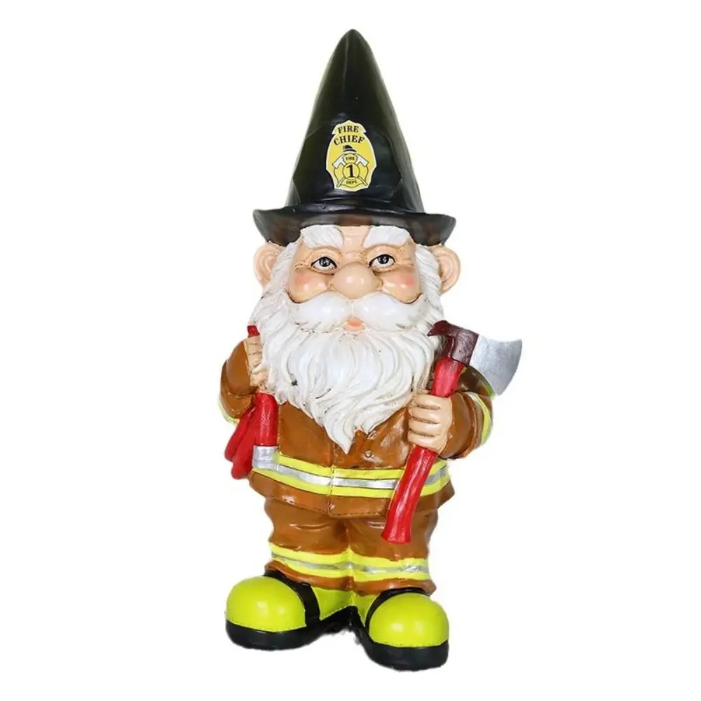 Geschenk Niedliche Harzskulptur Wunderlicher Garten Feuerwehrmann Zwerg Statue DIY Terrasse Gartendekoration
