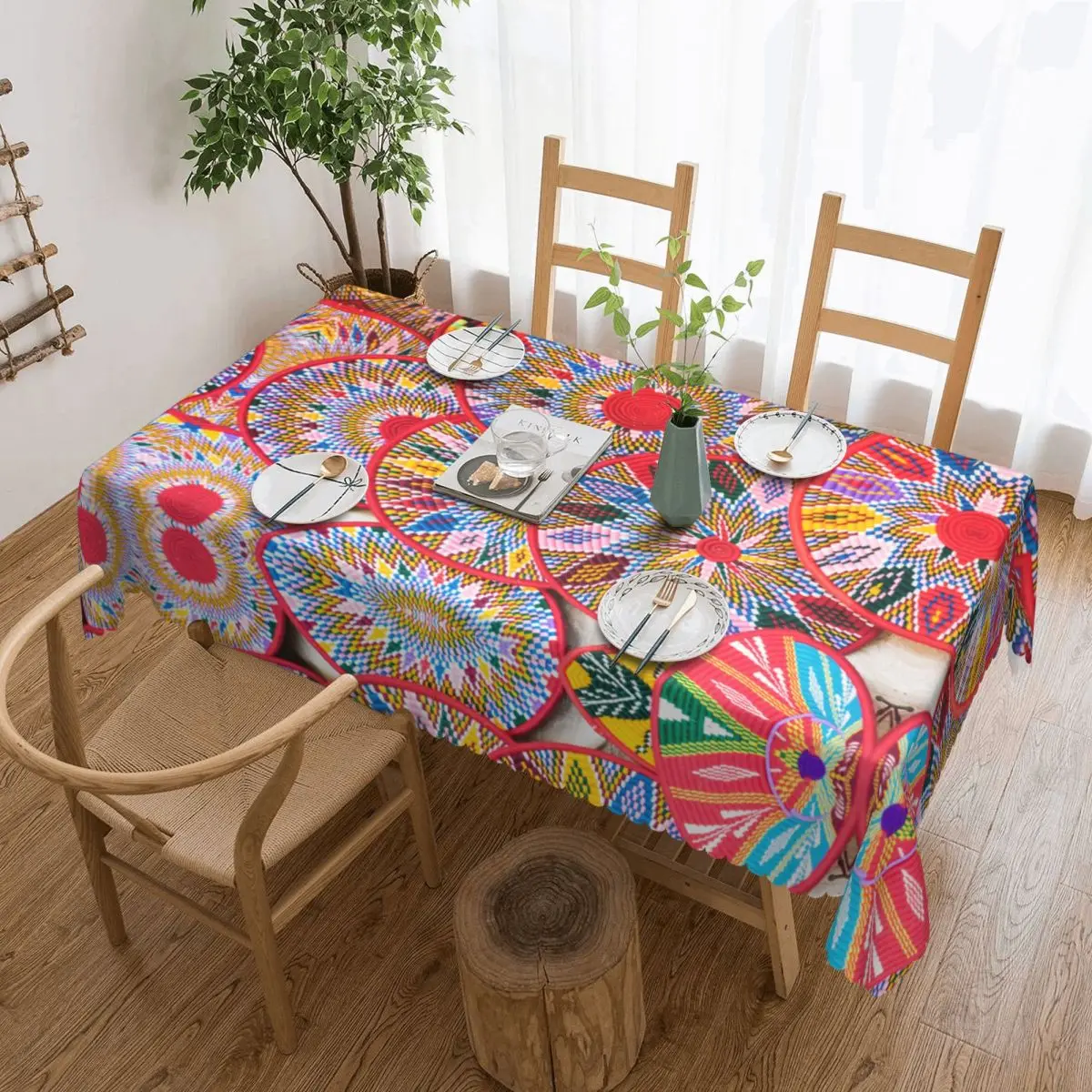 Rectangular Waterproof Oil-Proof Ethiopian Habesha Art Tablecloth Table Covers 45\