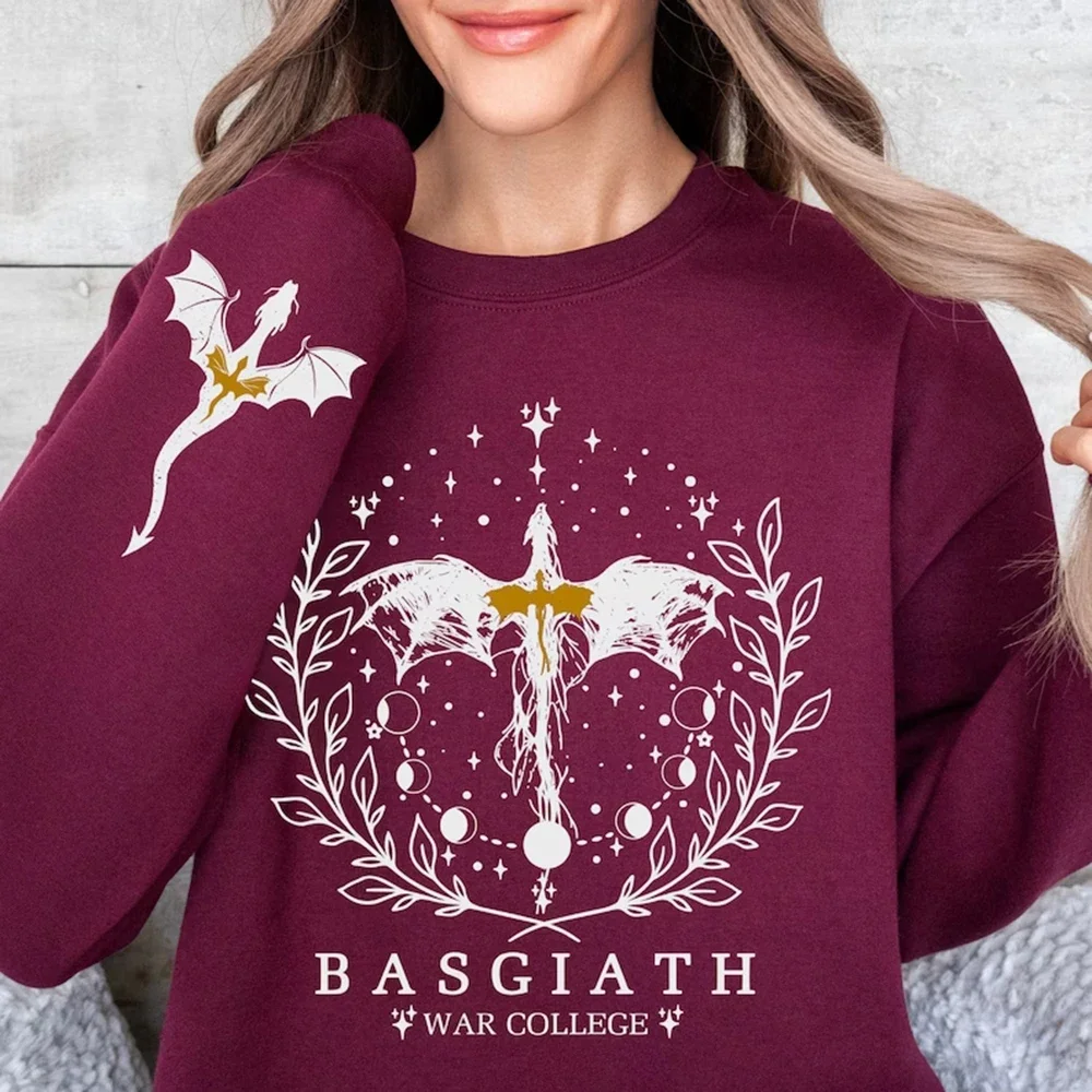 Fourth Wing Sweatshirt Basgiath War College Hoodie Fly or Die Sweater Women Long Sleeve Sweatshirt Bookish Hoodie Woman Clothes