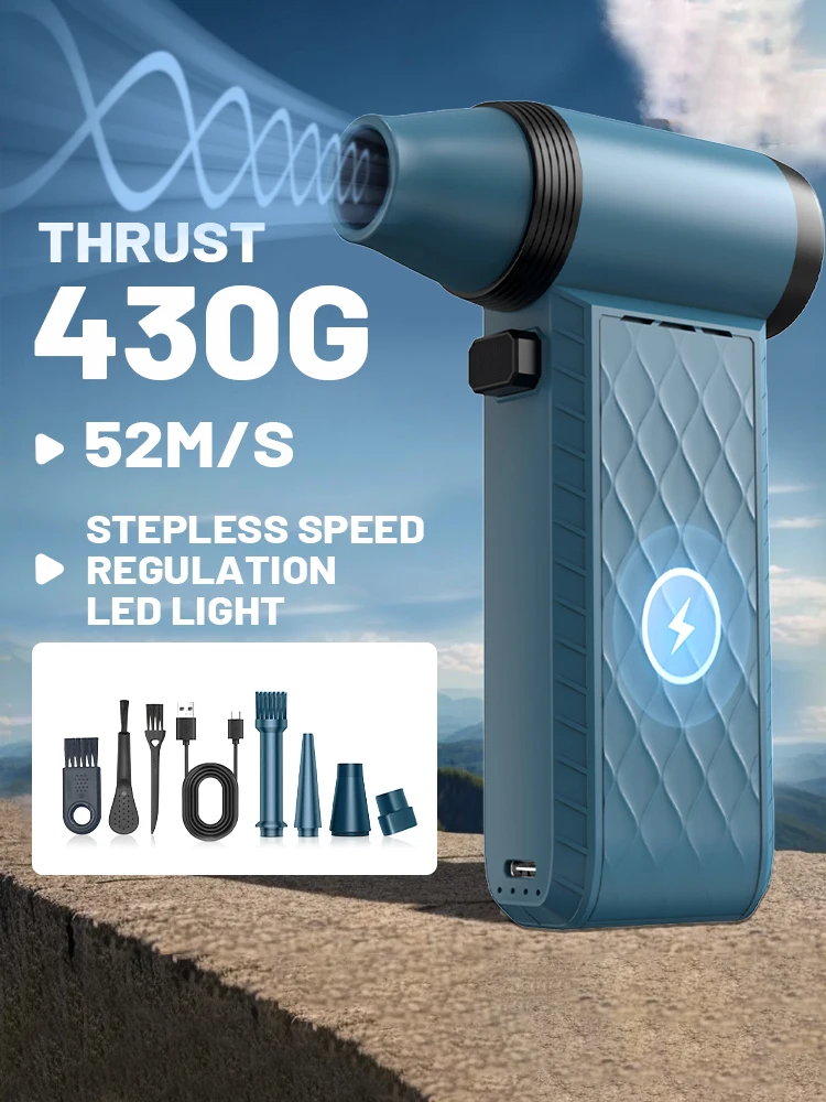 200000RPM Mini Turbo Jet Fan Electric Air Duster Adjustable wind speed Turbo Violent Blower Rechargeable with Light Car Cleaning