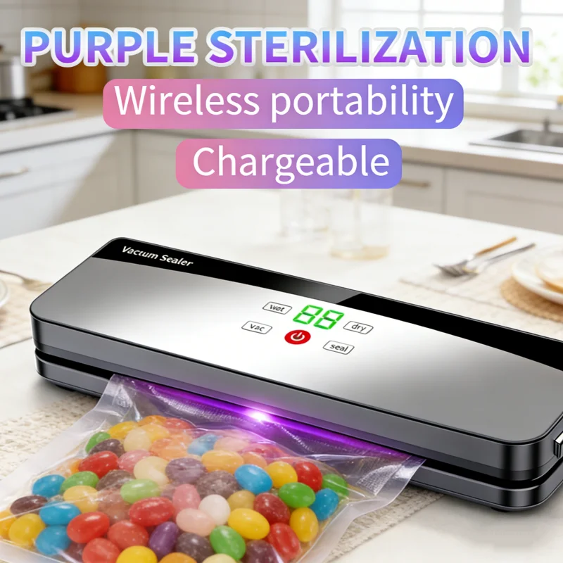 

Перезаряжаемый беспроводной портативный вакуумный упаковщик (набор) с дисплеем обратного отсчета, сенсорными водонепроницаемыми кнопками C715