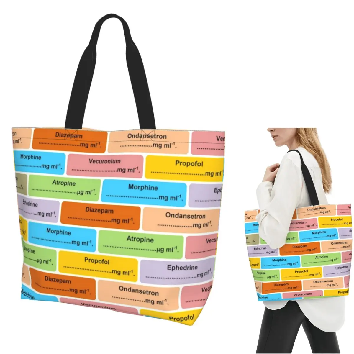 

Anaesthetist Anesthetist Anesthesiologist Drug Label Shopping Tote Bag Canvas Shoulder Bags Shopper Grocery Handbag for Women
