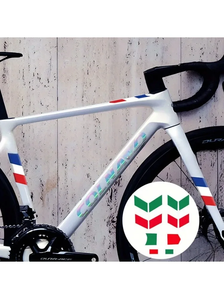 AliExpress NONE A set of tricolor flags with contrasting road bike frames and fork trim stickers