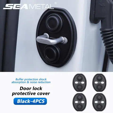 SEAMETAL 4PCS 업그레이드 자동차 도어 닫기 충격 방지 패드 실리콘 쿠션 음소거 충격 흡수기 보호 커버 자동차 액세서리