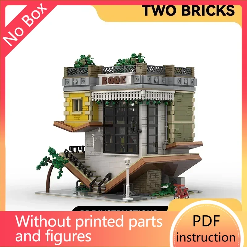 City Street View Model Moc Building Bricks Inverted Bookstore Technology Modular Blocks Gifts Christmas Toys DIY Sets Assembly