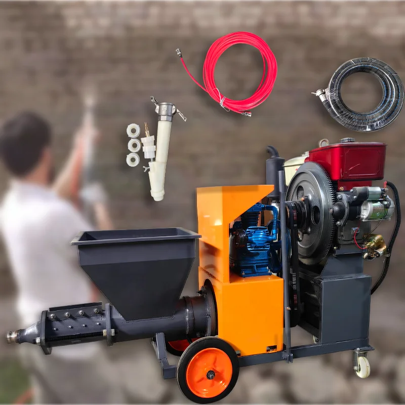 Heavy-Duty Wall Cement Plaster Automatic Shotcrete Wall Mortar Gypsum Spraying Machine Slurry Putty Grouting Machine