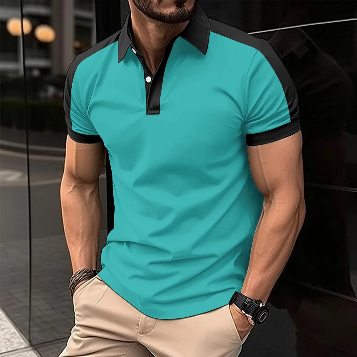 Top Selling Men's Short-sleeved Polo Shirt Lapel Button Solid Color Shirt Polo Shirt Summer Casual Comfortable Men's Clothing