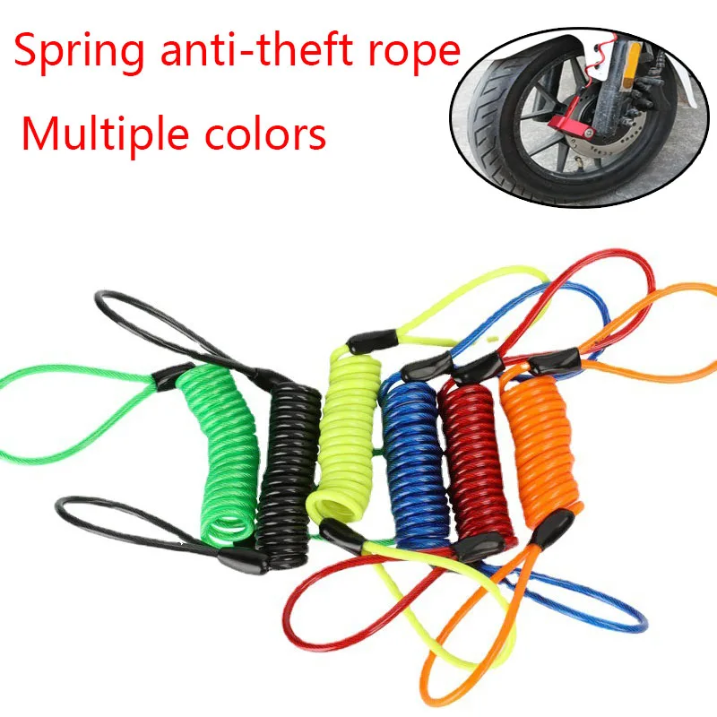 120CM Motorcycle Brake Disc Lock Scooter Reminder Cable Bicycle Spring Rope Bag Anti-Theft Cable Protection Alarm Locks Wire Hel