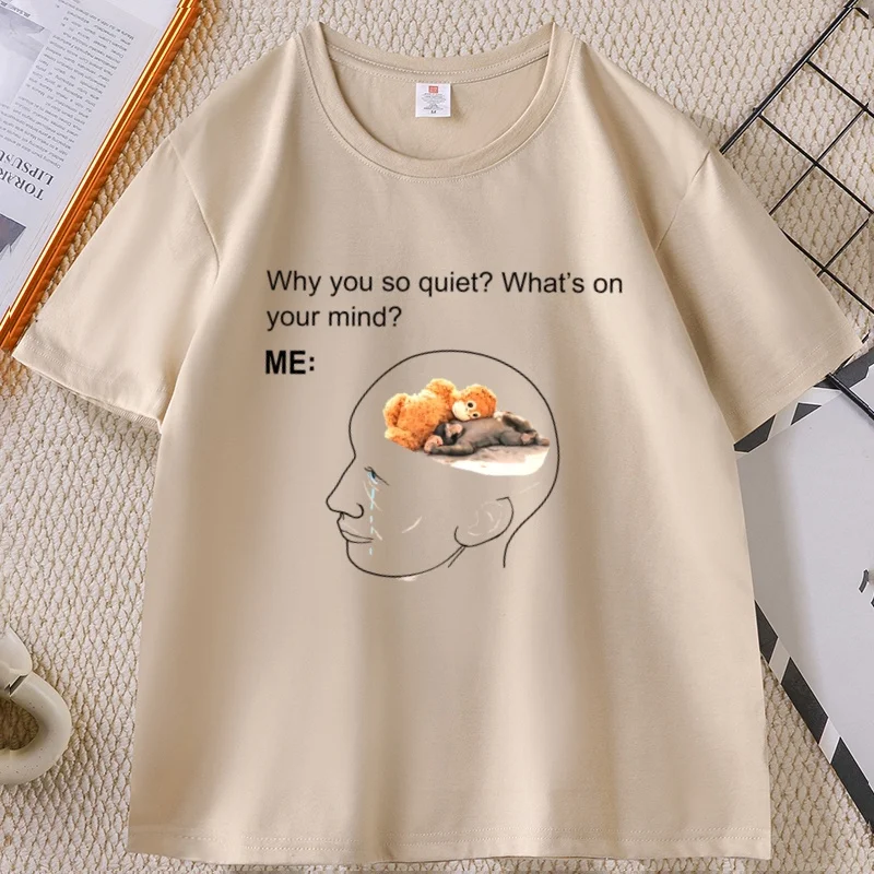 Sad Baby Monkey Punch T Shirt Why You So Quiet Graphic T Shirts Funny Plush Toy T-Shirt Casual Cotton Short Sleeve Round Neck
