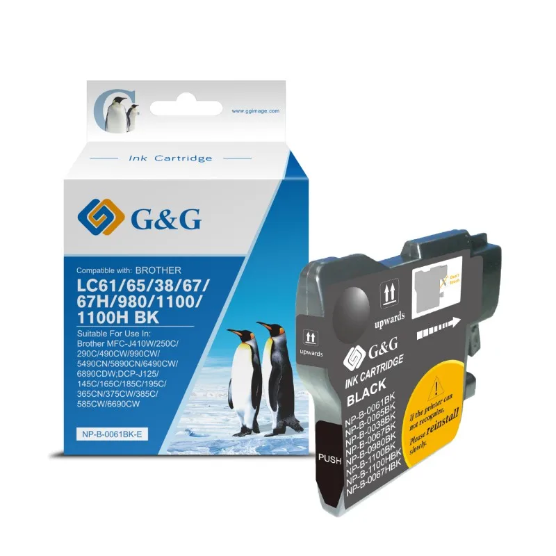 G & G Brother LC980/LC1100 black generic ink cartridge-replaces LC980BK/LC1100BK GG-LC980XLBK(U) tintasycartuchos.com