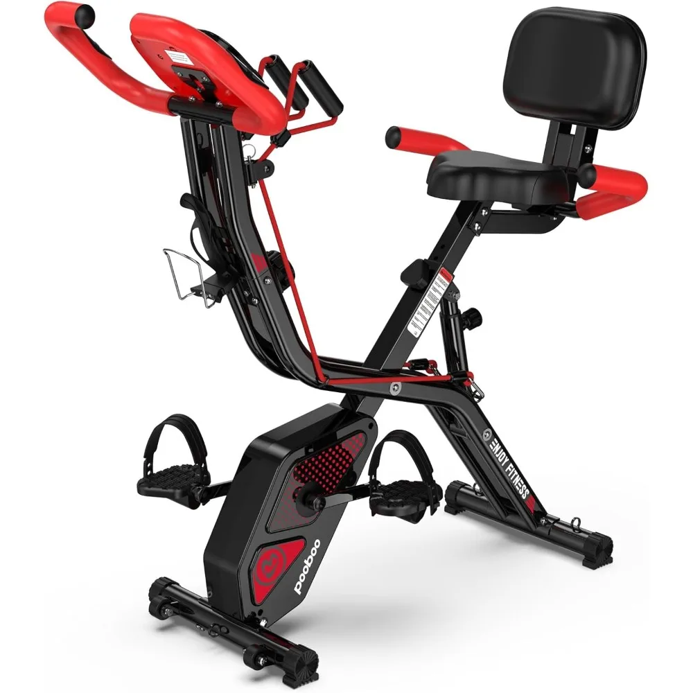 

Folding Exercise Bike, Foldable Fitness Stationary Bike Machine, Upright Indoor Cycling Bike, Magnetic X-Bike with 8-Level