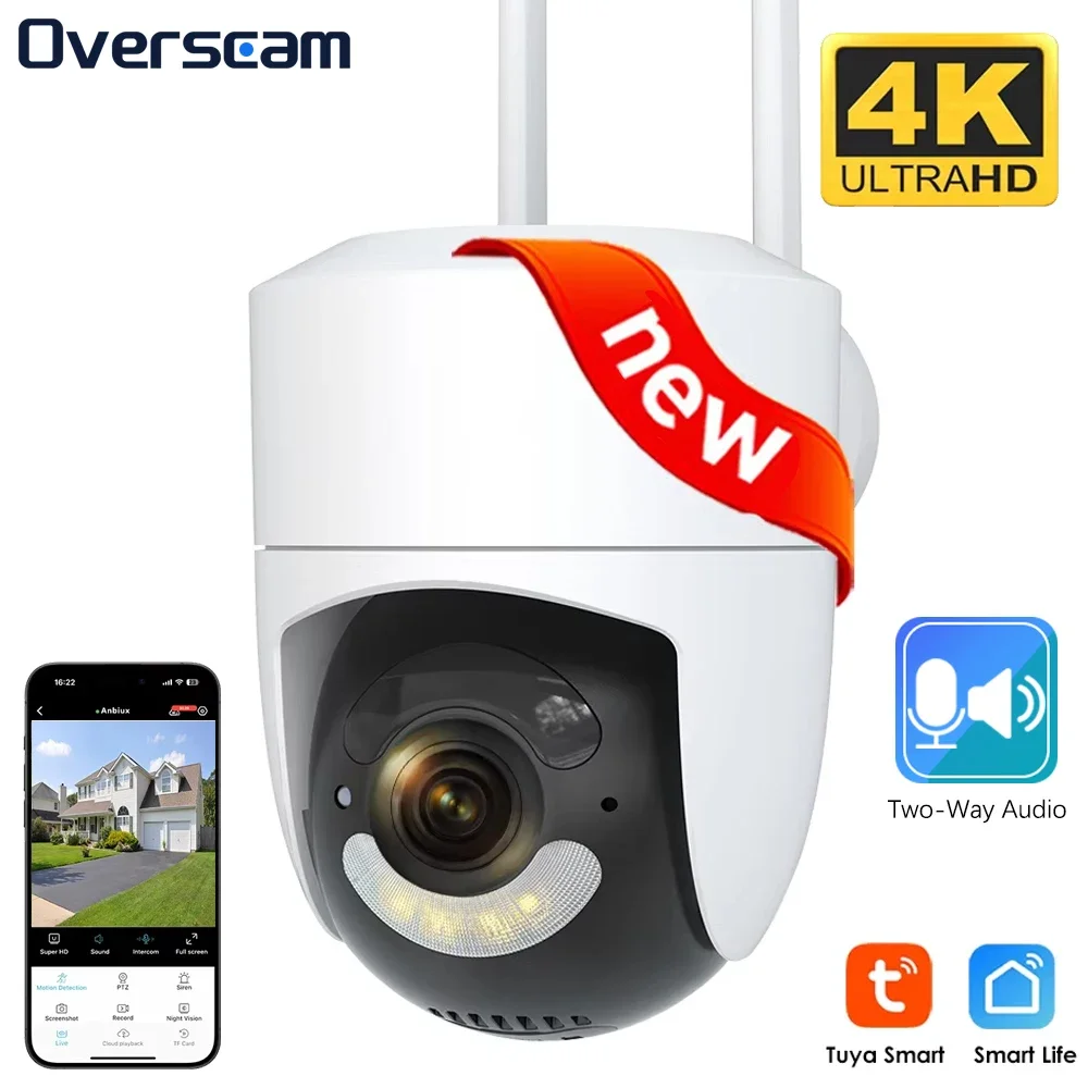 كاميرا خارجية 8MP 4K 5MP HD WiFi IP Tuya Smartlife PTZ لاسلكية لأمن المنزل CCTV مراقبة فيديو تتبع كشف الإنسان