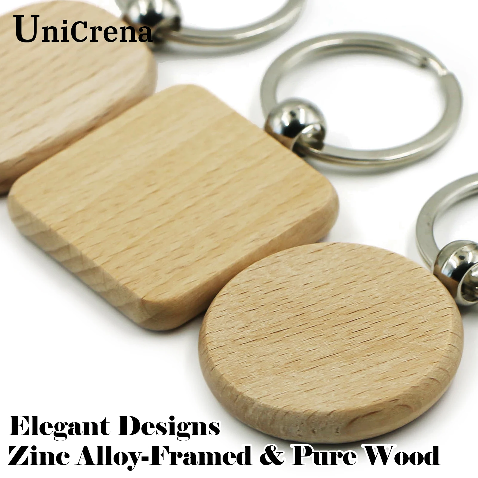 Unicrena Custom Photo Wood Keychain Engrave Pictures & Names Logo Wooden Tag Unique Gift for Creative Personalized Men and Women