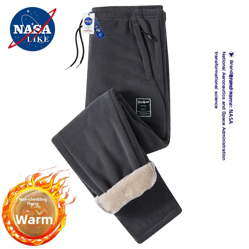 

Men's Thiened Fce Lined Casual Pants Winter Warm Woolen Sports Straight Leg Pants Outerwear Polyester Fiber Straight Tube