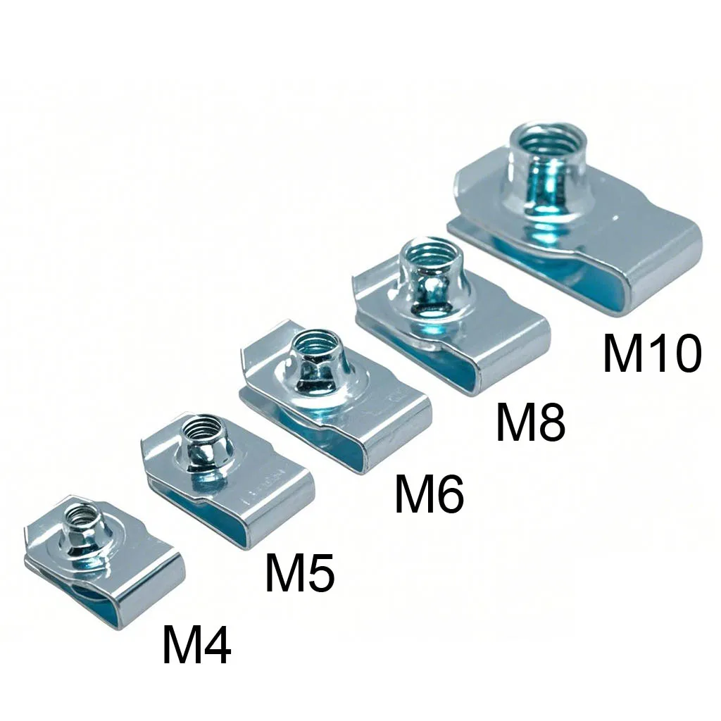 10pcs M10 M8 M6 M5 M4 U Type Clips with Thread Reed Nuts Leaf Spring Nut Q312 for Car Motorcycle Scooter ATV Moped