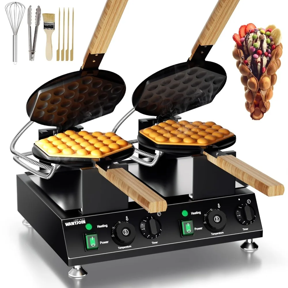 Double Bubble Waffle Maker Commercial Waffle Maker Non-stick Hong Kong Egg Waffle Maker for Home Use Stainless Steel