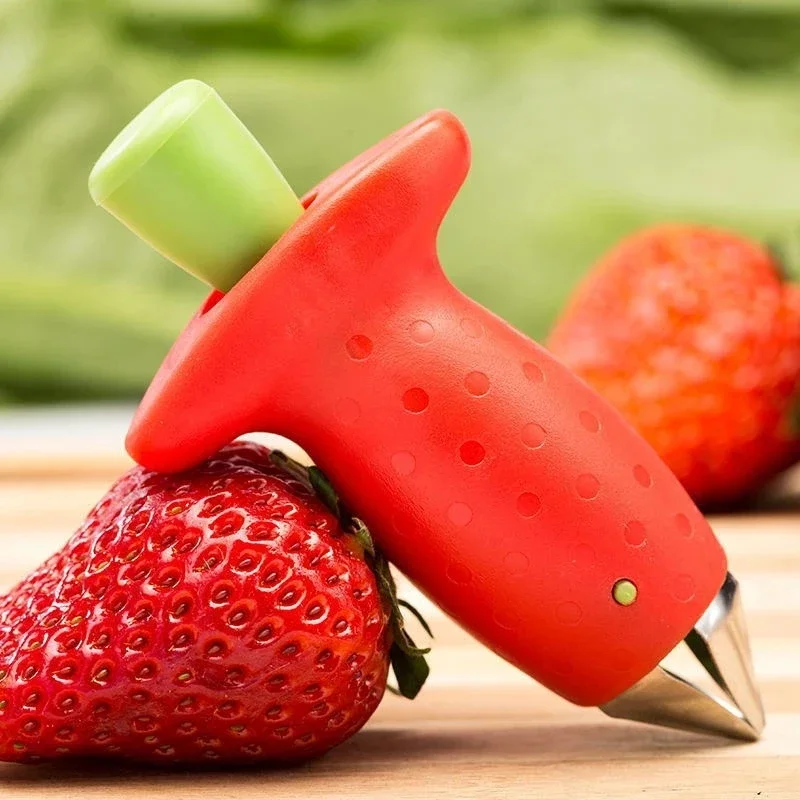 Best Strawberry Core Peeling Tool Metal Plastic Fruit Leaf Knife Stem Remover Gadget Hullers Salad Cake Make Kitchen Accessories