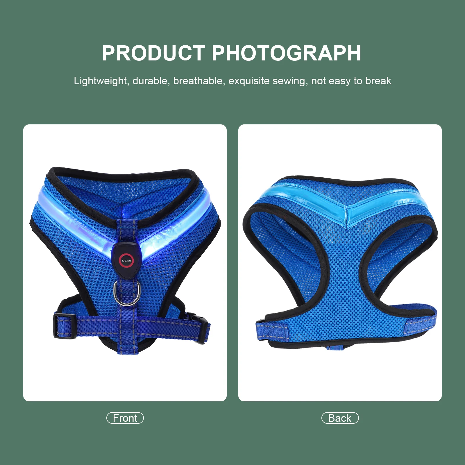 

1Set Pet Dog LED Vest Luminous Rechargeable Vest for Night Safety Stylish and Comfortable Fit for Small to Medium Puppies and