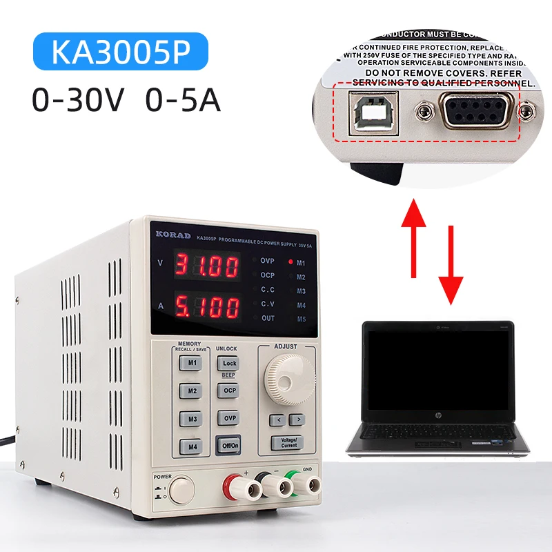 

KA3005P 30V 5A Digital Adjustable Switching Linear DC Programmable Power Supply For Lab Testing Cellphone Repairing