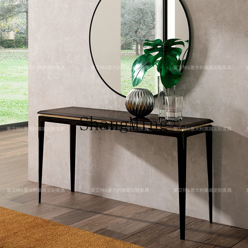 

LXY black sandalwood paint end view table luxury villa entry light luxury entrance table