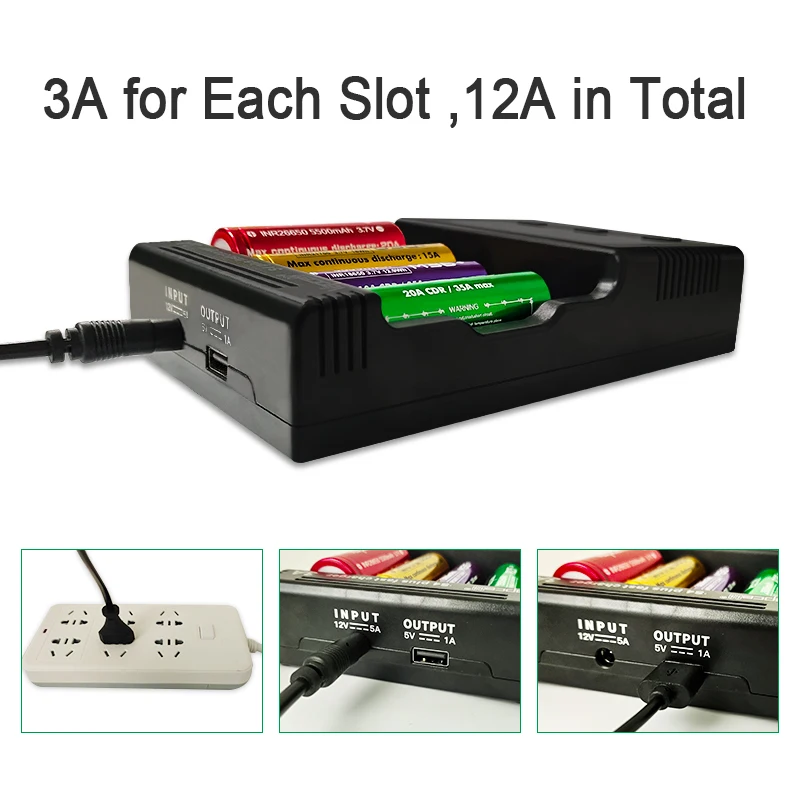 Original Vapcell S4 Plus V3.0 Fast Charger 3A 4 Slot Intelligent Charger With New Storage Mode Power Adapter Updated V2.0