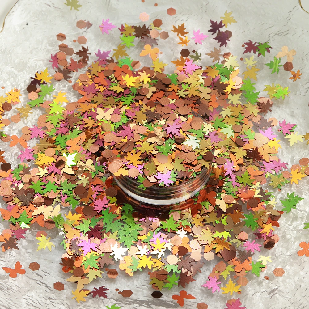 5g Fallen Leaves In Early Autumn Resin Sequins Epoxy Filling Glitter Maple Leaf Butterfly Paillettes Resin Charms Shaker Fillers